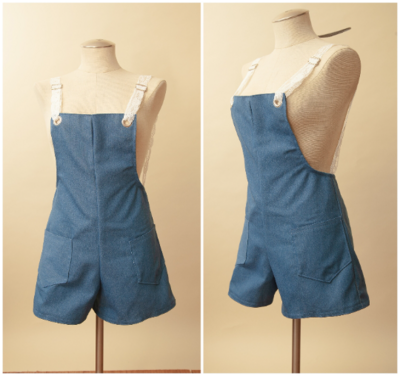 Blue Denim Lace Romper Overalls (OVERALLS001)