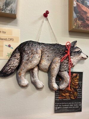 Wall Art, Walking Wolf (paper mache)