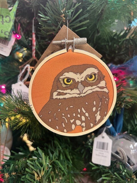 Burrowing Owl Hoop Ornament