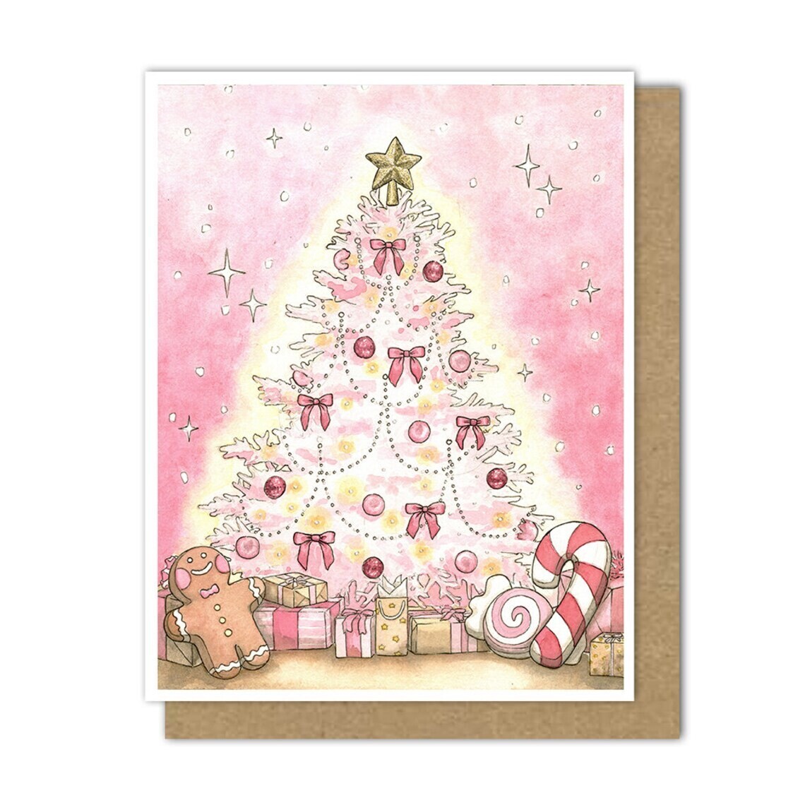 Pink Christmas Tree Card (Motif)