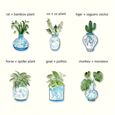 Chinese Zodiac Plant Sticker