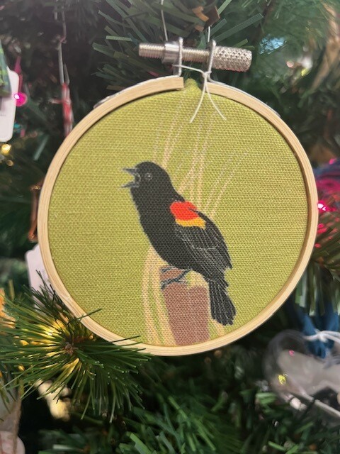 Red-winged Blackbird Hoop Ornament