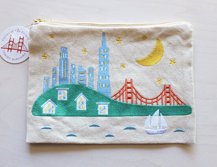 Night Skyline Embroidered Coin Purse