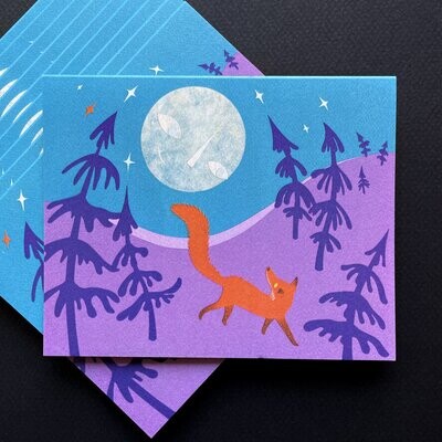 4x5 Everyday Card: Fox & the Moon