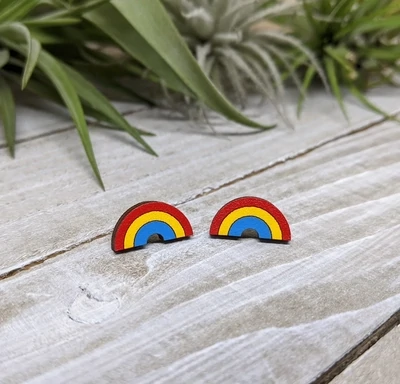 Rainbow Earring, Wood