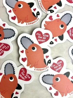 Pochita I'll Give You My Heart Stickers