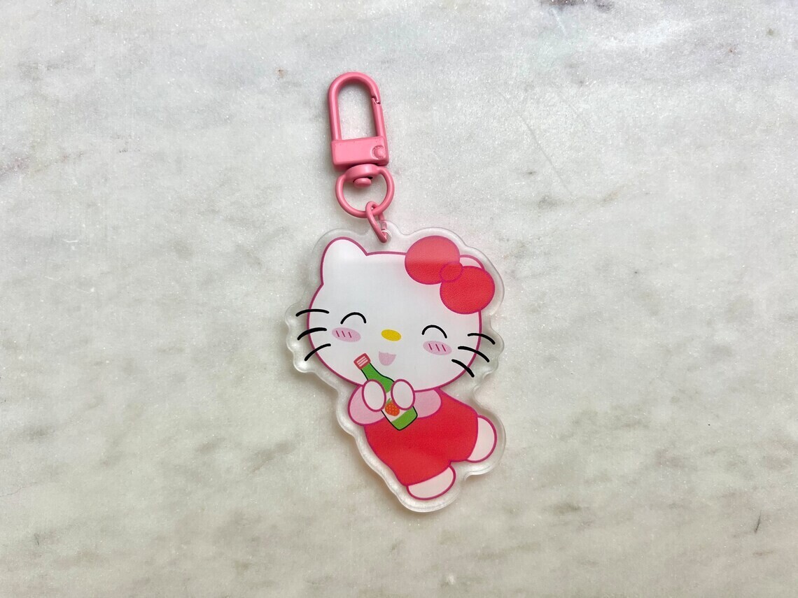 Hello Kitty Soju Keychain