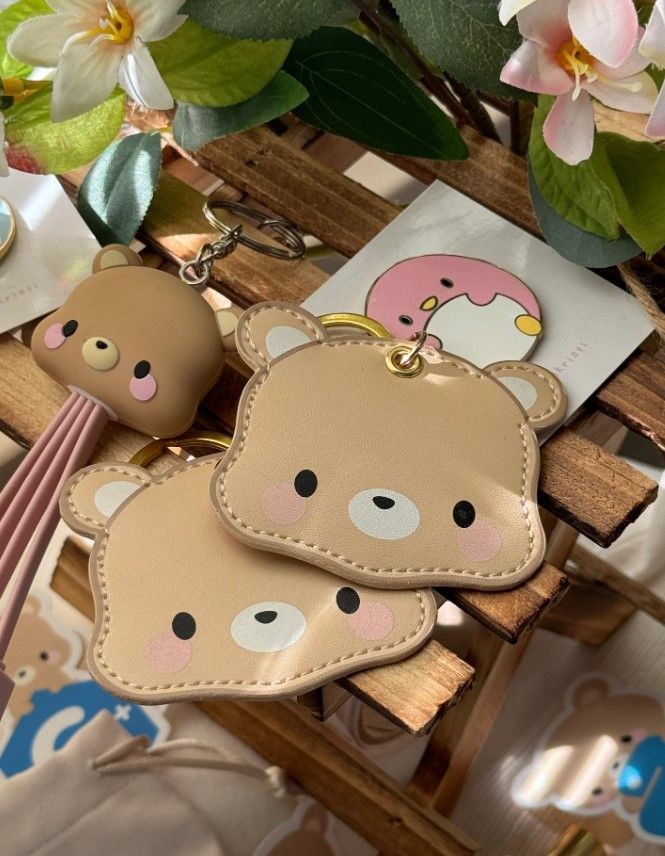 Brown Bear Leather Keychain