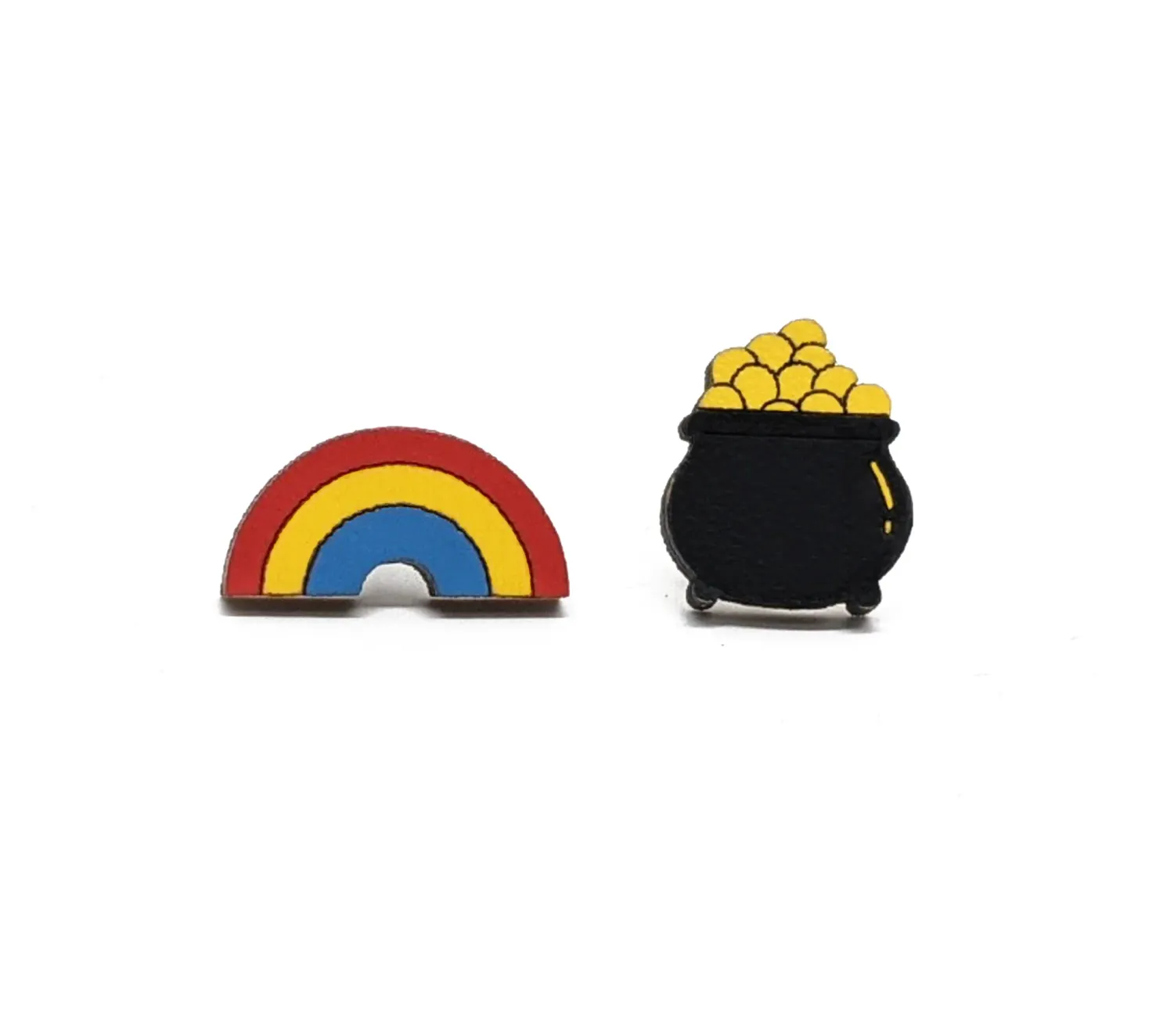 Gold Pot and Rainbow Earrings