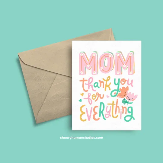 Mother&#39;s Day Card, Thanks Mom