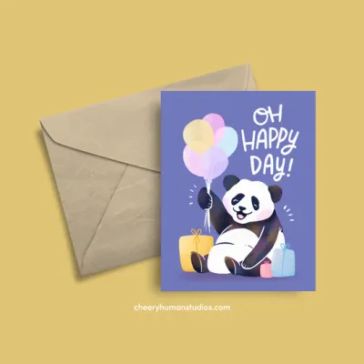 Birthday Card, Happy Day Panda