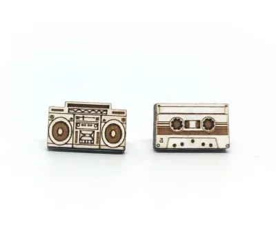 Boombox/Tape Earrings, White