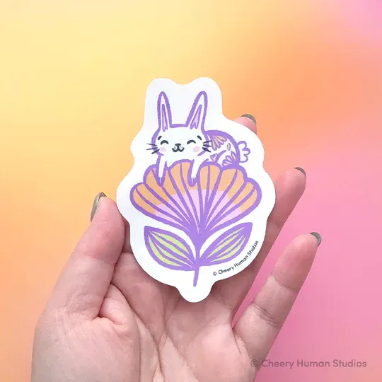 Sticker, Rabbit in Flower Sticker, Rabbit in Flower