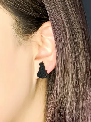 Cat Silhouette Earrings, Chestnut