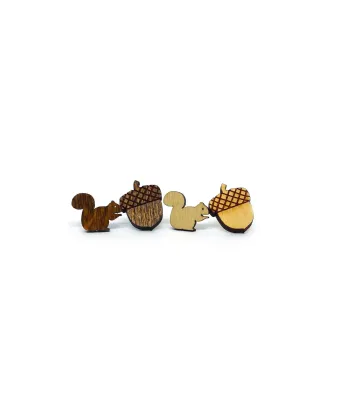 Squirrel + Nut Earrings, Chestnut