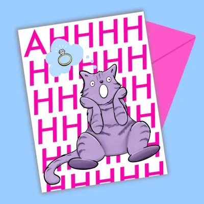 AHHH Cat Scream Engagement Card