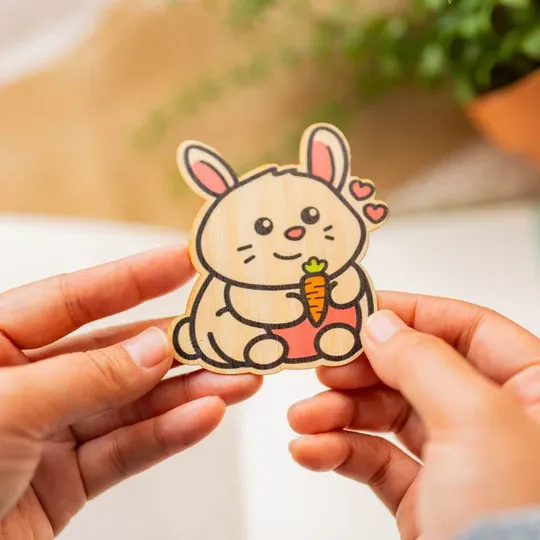 Bunny &amp; Carrot Bamboo Sticker