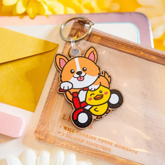 Corgi &amp; Duck Keychain