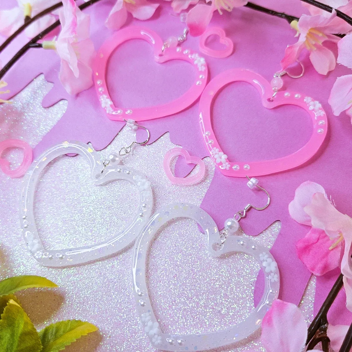 Floral Heart Hoops