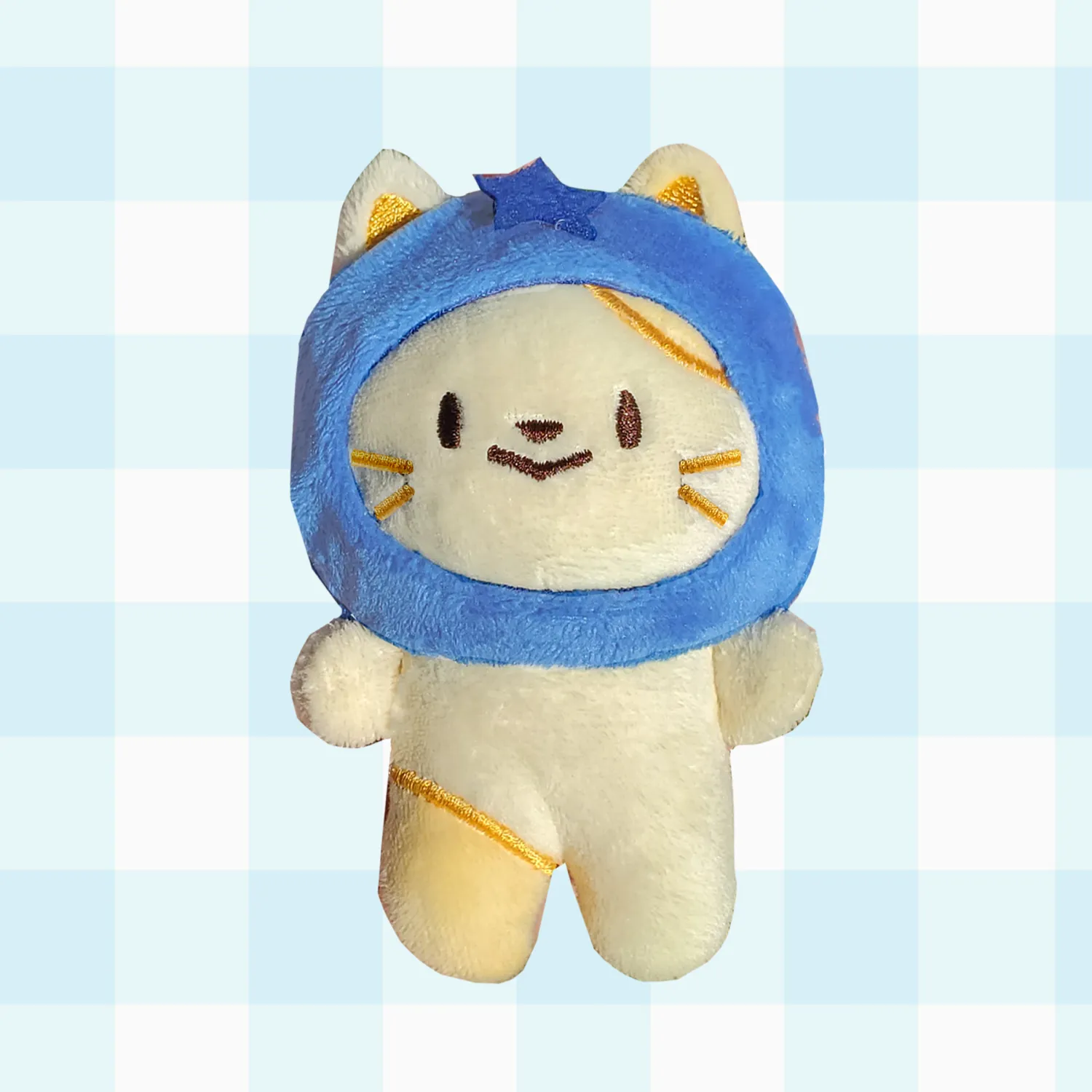 Blueberry Cat Plush Keychain (magnetic hands and removeable hats!)