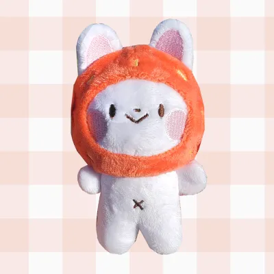 Strawberry Bunny Plush Keychain (magnetic hands and removeable hats!)