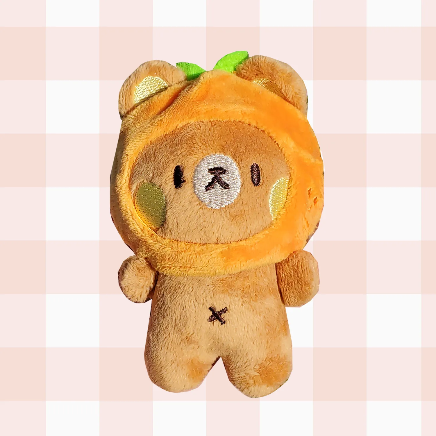 Orange Bear Plush Keychain (magnetic hands and removeable hats!)