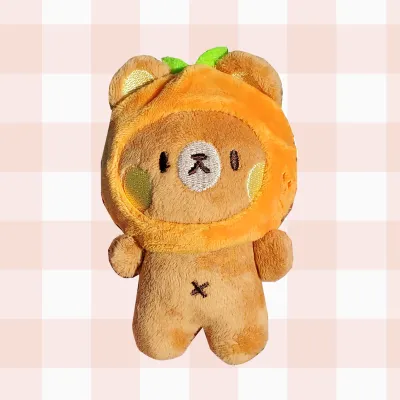 Orange Bear Plush Keychain (magnetic hands and removeable hats!)