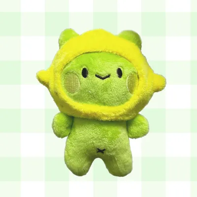 Lemon Frog Plush Keychain (magnetic hands and removeable hats!)