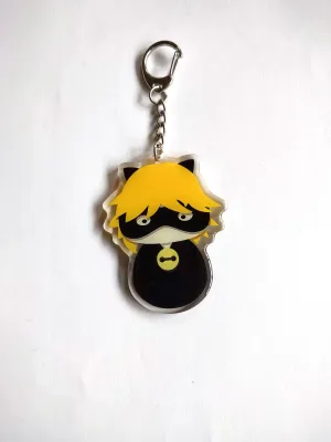 SALE - Keychain - Miraculous LadyBug, Cat Noir