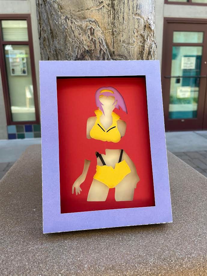 SALE- 5x7 Original Paper Cut, Cowboy Bebop - Faye Valentine