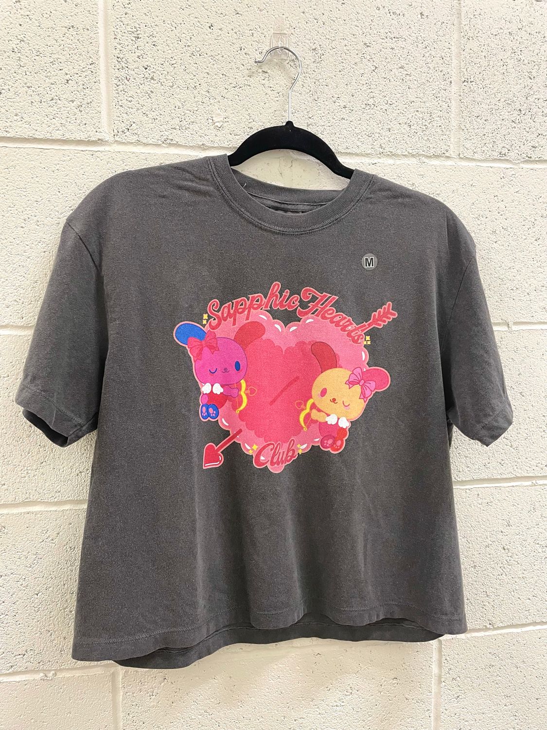 Cropped Tee, Sapphic Hearts Club (Grey)