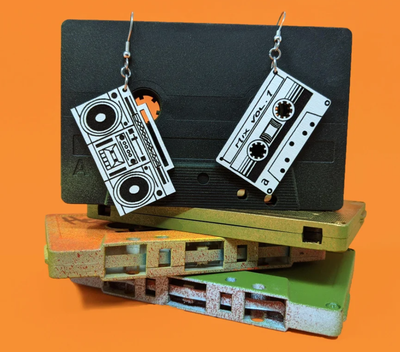 Dangle Boombox/Tape Earrings