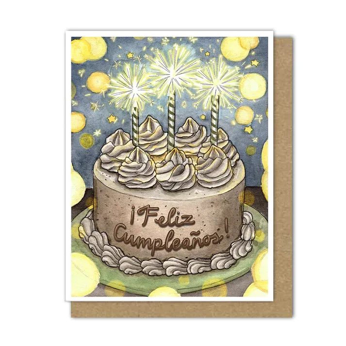 Sparkler Birthday Cake Card (Spanish)