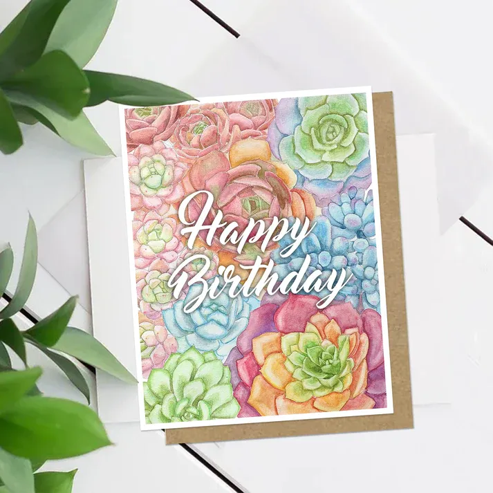Succulent Birthday Card (Motif) Succulent Birthday Card (Motif)