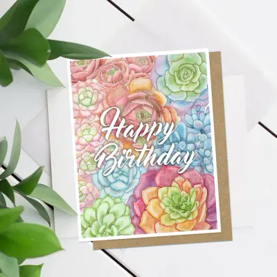Succulent Birthday Card (Motif)