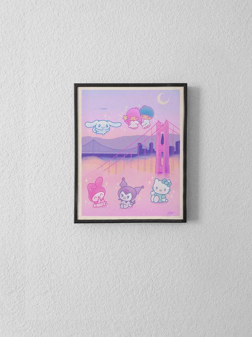 Sanrio Friends Over Golden Gate 7x10 Print