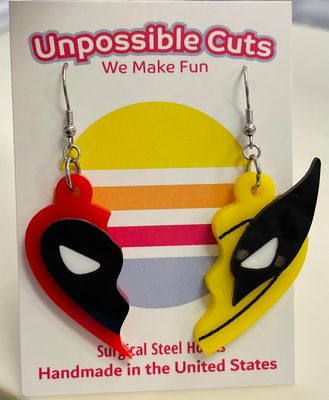 Deadpool Heart Earrings