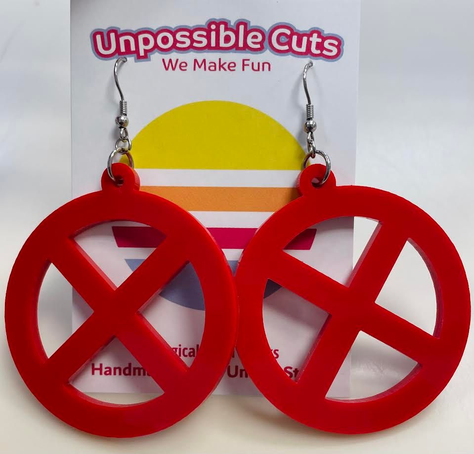 Dangle X Men Red Earrings