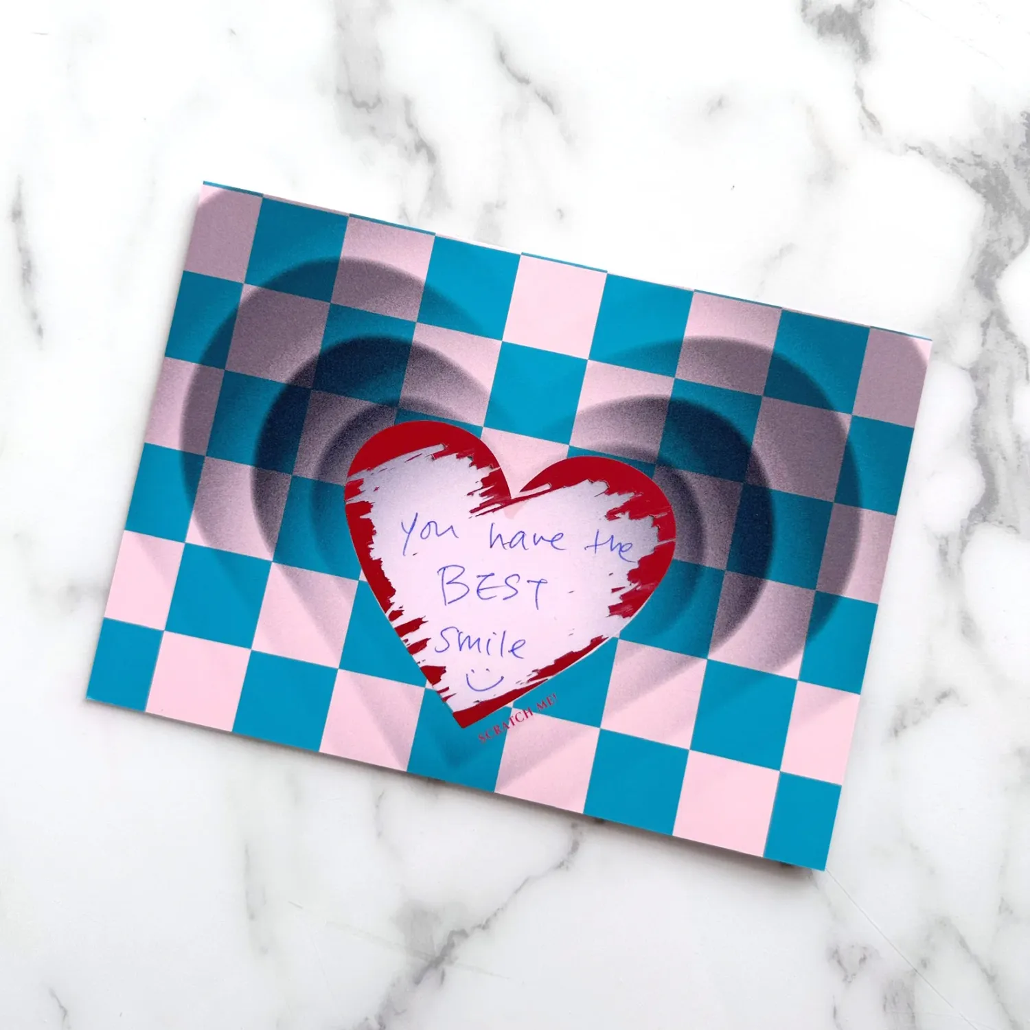Checkered Heart Scratch-off Notecard
