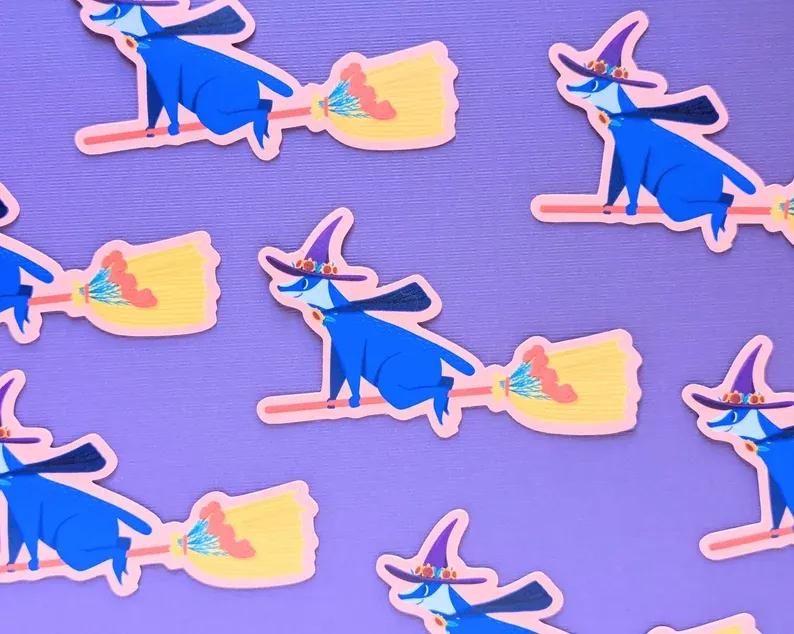 Badger Witch on a Broom Sticker