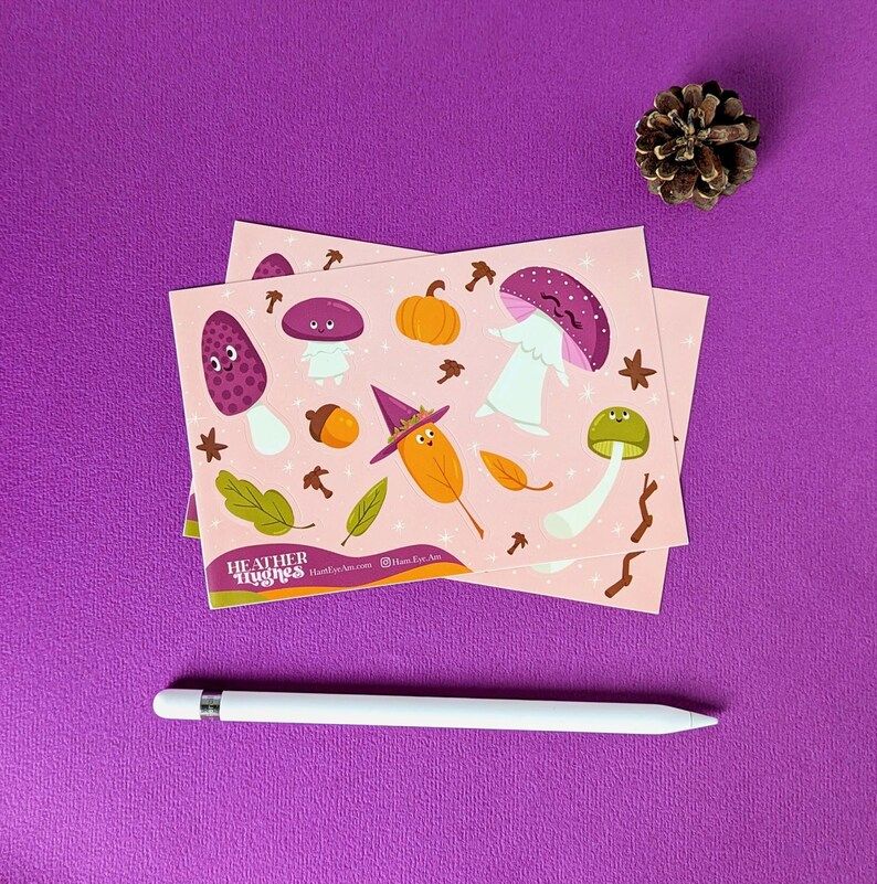 Cute Fall Mushrooms and Friends Sticker Sheet