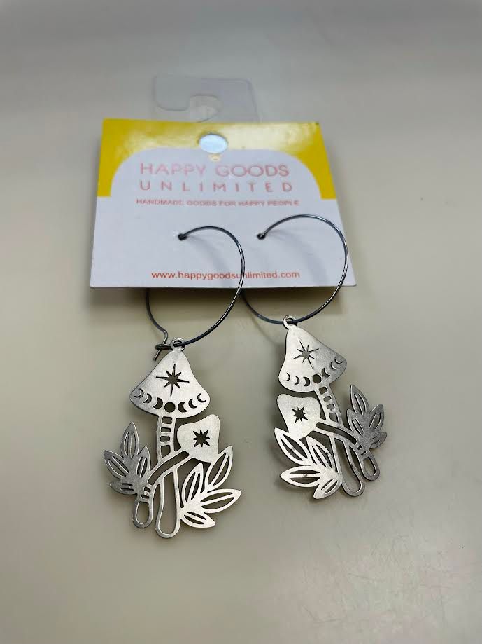 Mushroom Steel Hoop Earrings