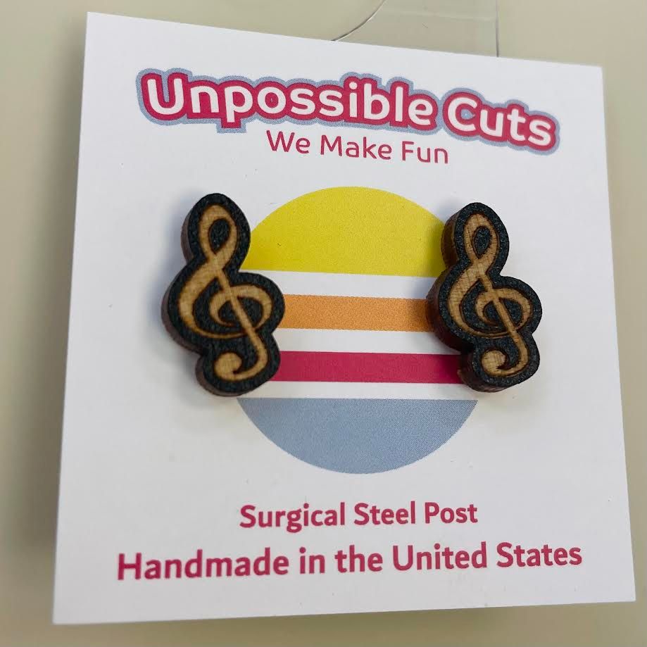 Treble CLef Earrings, Black Treble CLef Earrings, Black