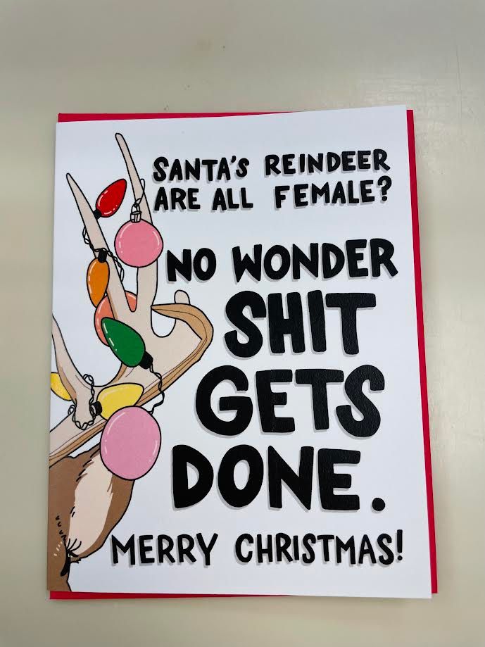 Female Reindeer Get Shit Done Christmas Card