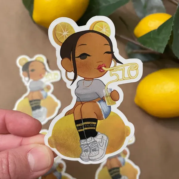 Lemonade Girl Sticker, Lemon