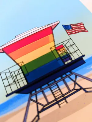 Pride Lifeguard Tower Art Print 8x10