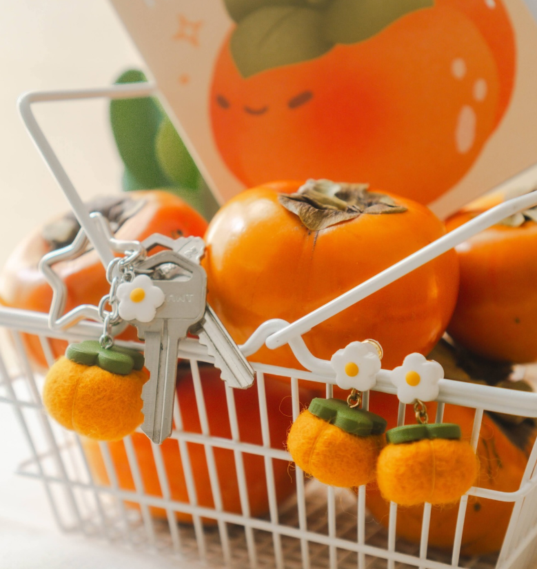 Persimmon Earrings (clay + felt)