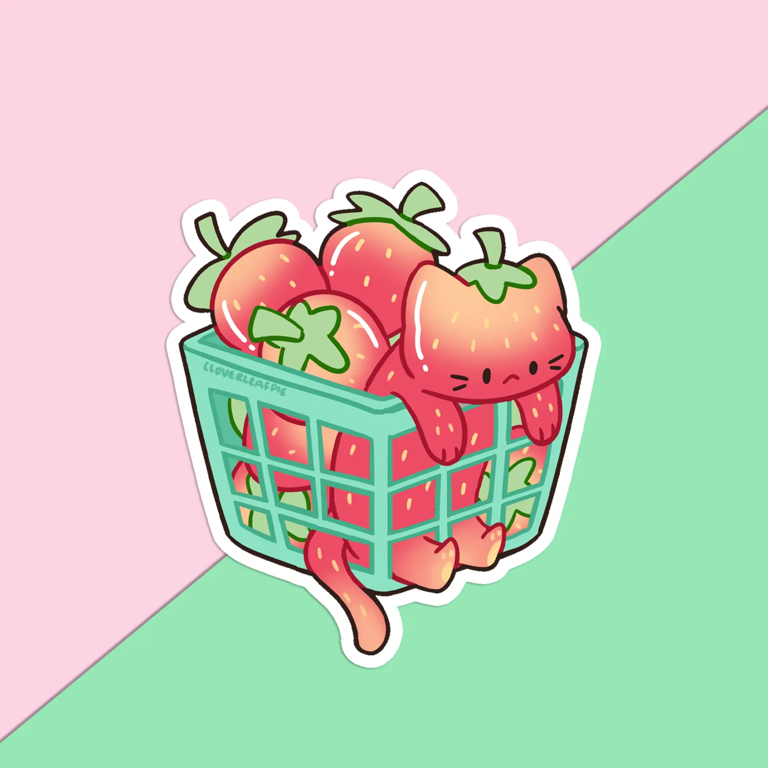 Sticker, Strawberry Cat