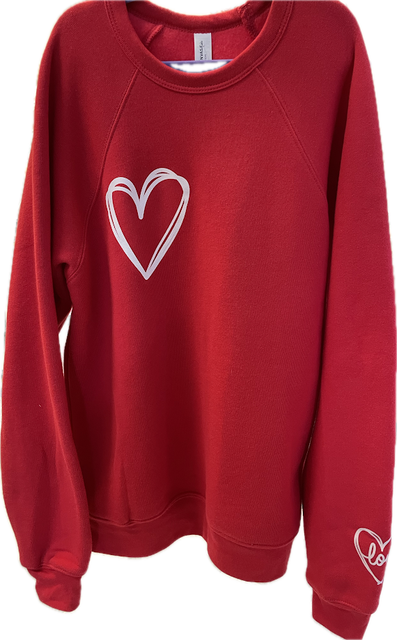 Heart on My Sleeve Youth Sponge Fleece Raglan Sweatshirt, Red
