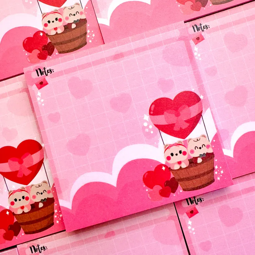 Love Is In The Air Bears Heart Balloon Memo Pad